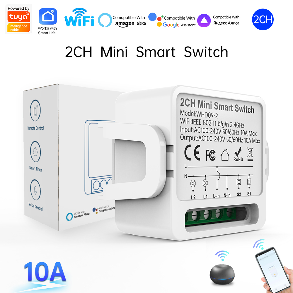 Smart Home Lighting - 2 Way Tuya Smart Switch 2Gang