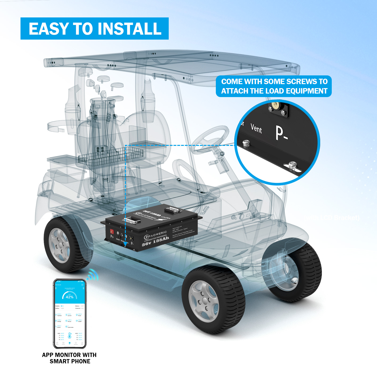 PAOWERIC 36V 135Ah Bluetooth L - đánh giá và giá Smart Energy Monitor